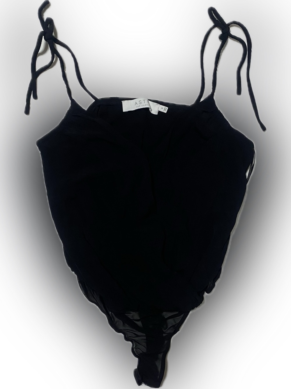 Astr Black Tie-Shoulder Bodysuit Top